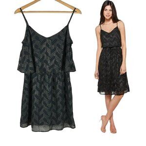 FISHBOWL Black/Gold Zig Zag Popover Dress NWT Large